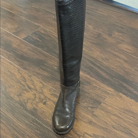 Stuart Weitzman Black Textured Knee-High Boots - Picture 2 of 4